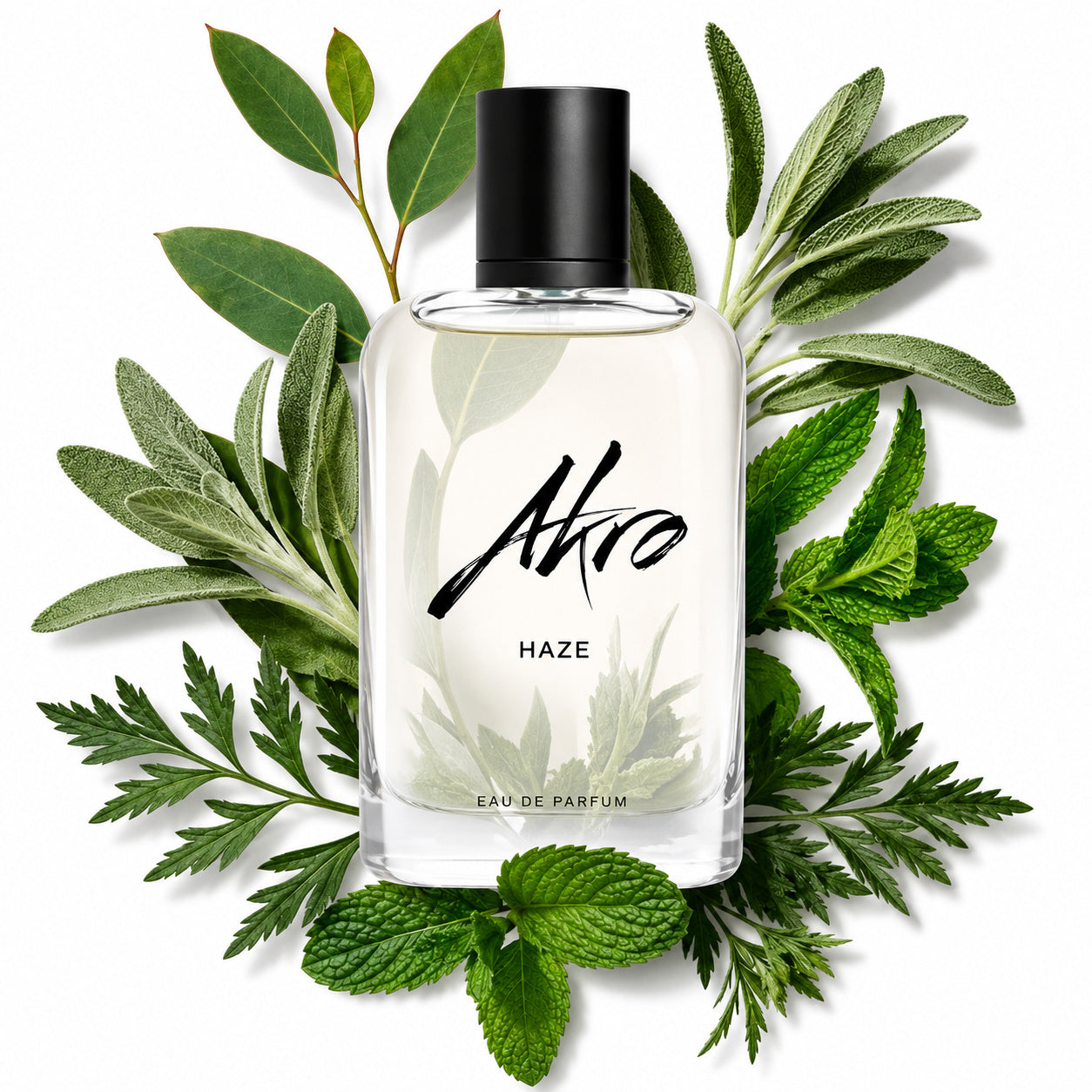 Haze d'Akro, eau de parfum 100 ml, visuel artistique de la maison.