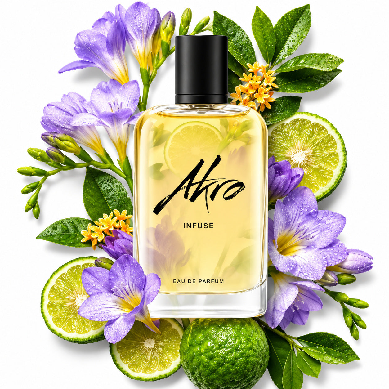 Infuse d'Akro, eau de parfum 100 ml, visuel artistique de la maison.