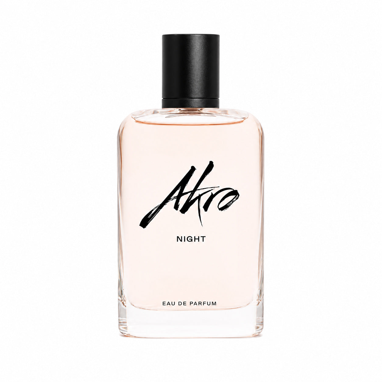 Night d'Akro, eau de parfum 100 ml, flacon de face sur fond blanc.