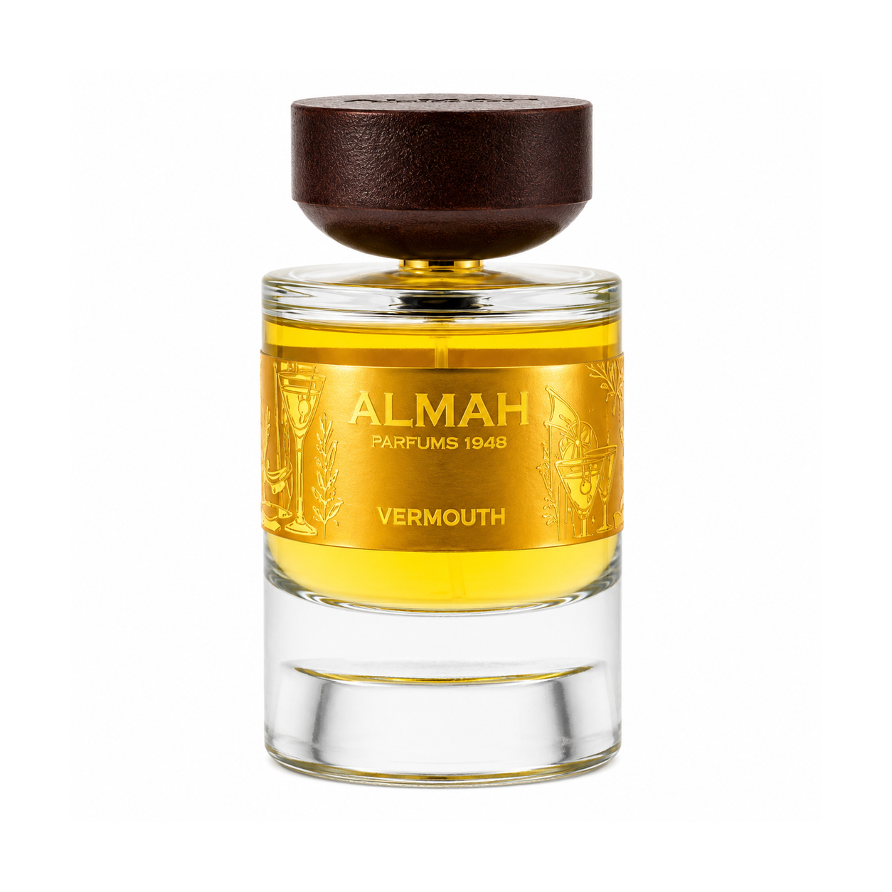 Vermouth d'Almah Parfums 1948, eau de parfum 100 ml, flacon de face sur fond blanc.