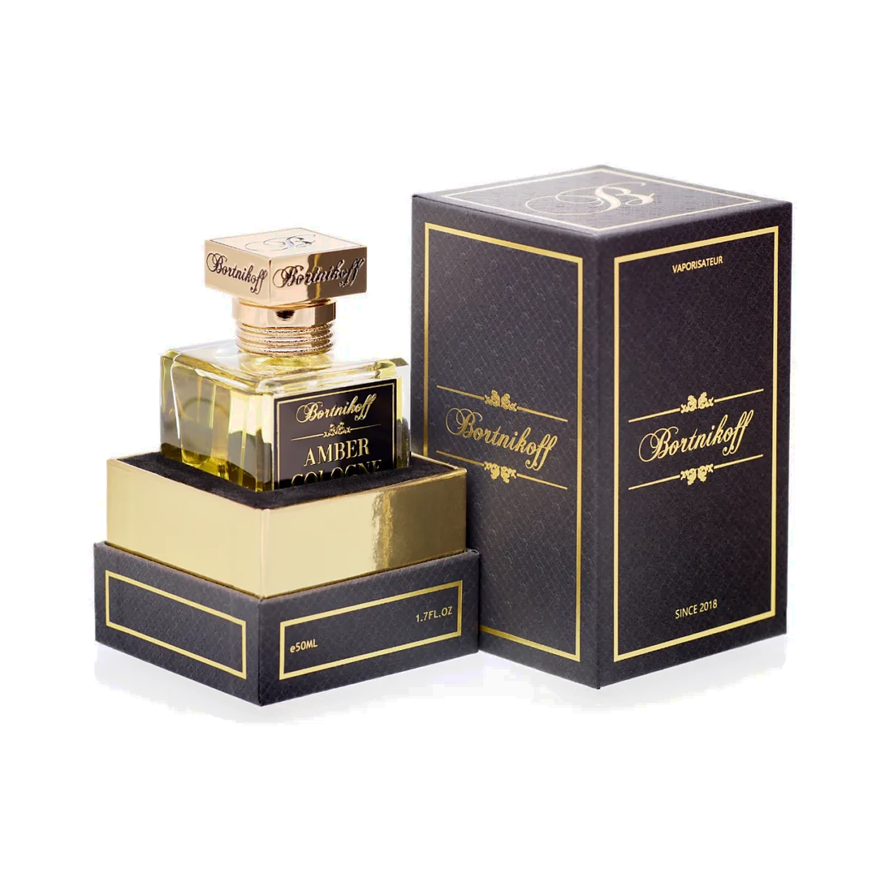 Flacon et coffret d'eau de parfum Bortnikoff Amber Cologne 50 ml