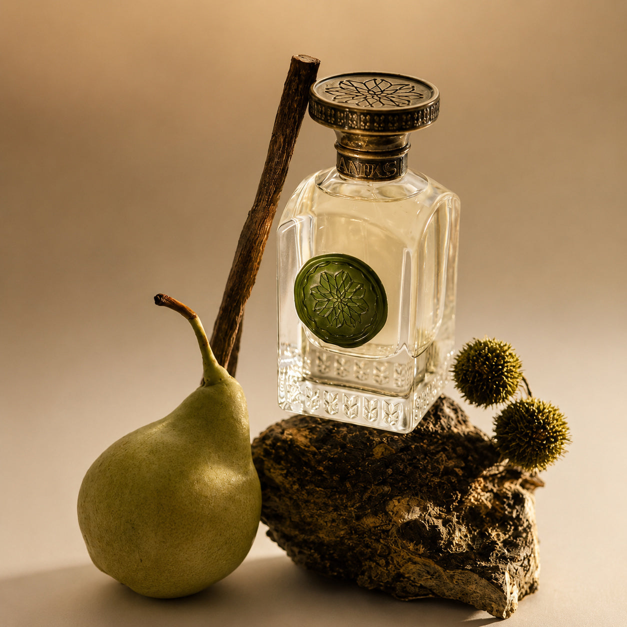 Gaya Green d'Anfas, eau de parfum 75 ml, visuel artistique de la maison.
