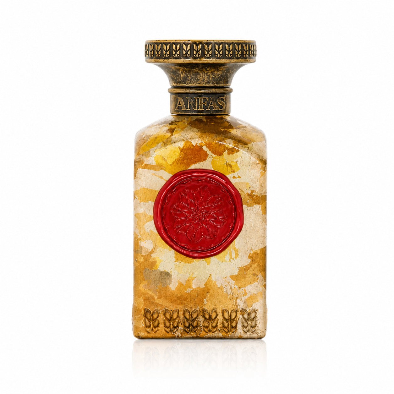 Ishq Red d'Anfas, eau de parfum 75 ml, flacon de face sur fond blanc.