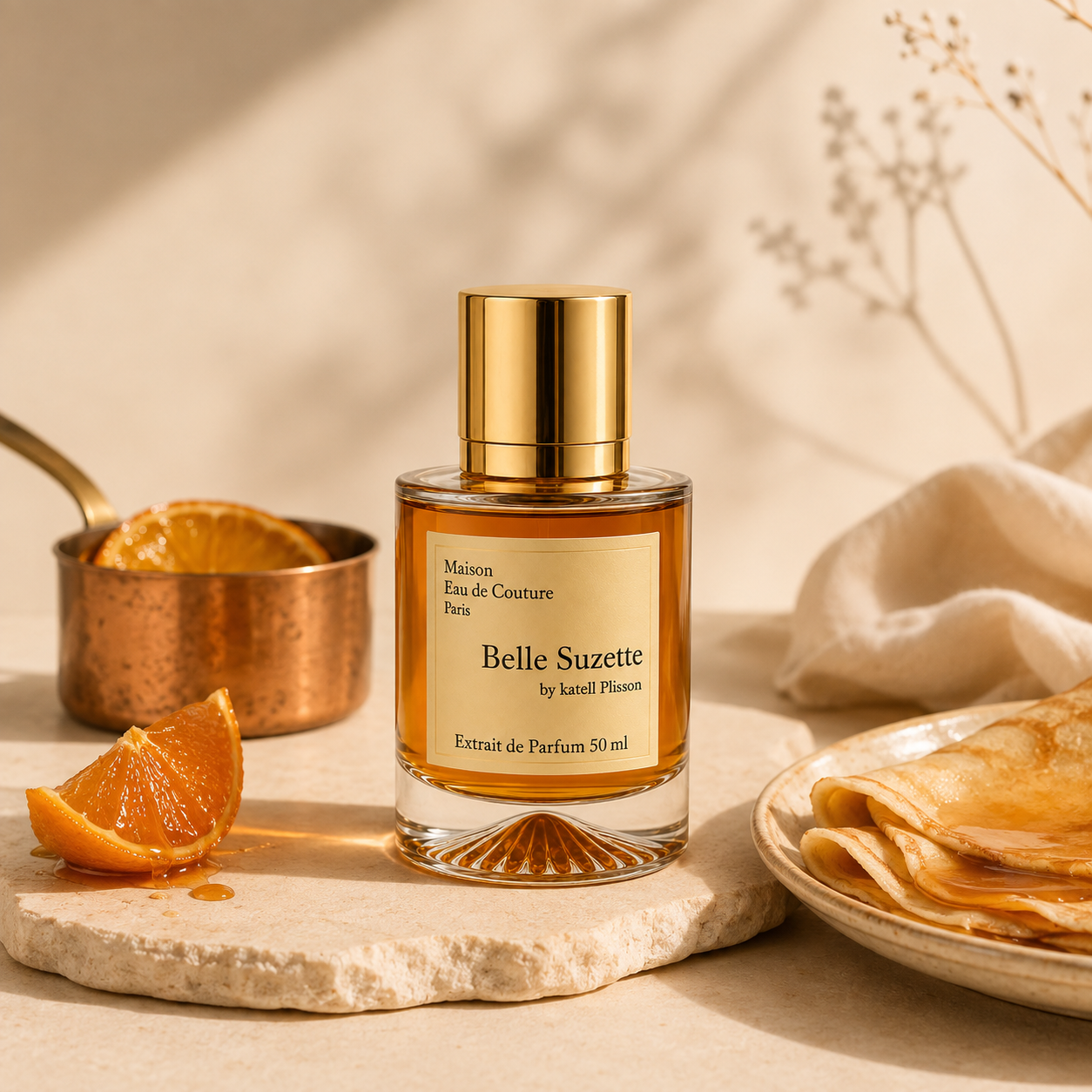 Parfum Maison Eau de Couture Belle Suzette Extrait de Parfum 50 ml avec crêpes, orange caramélisée et ambiance gourmande.