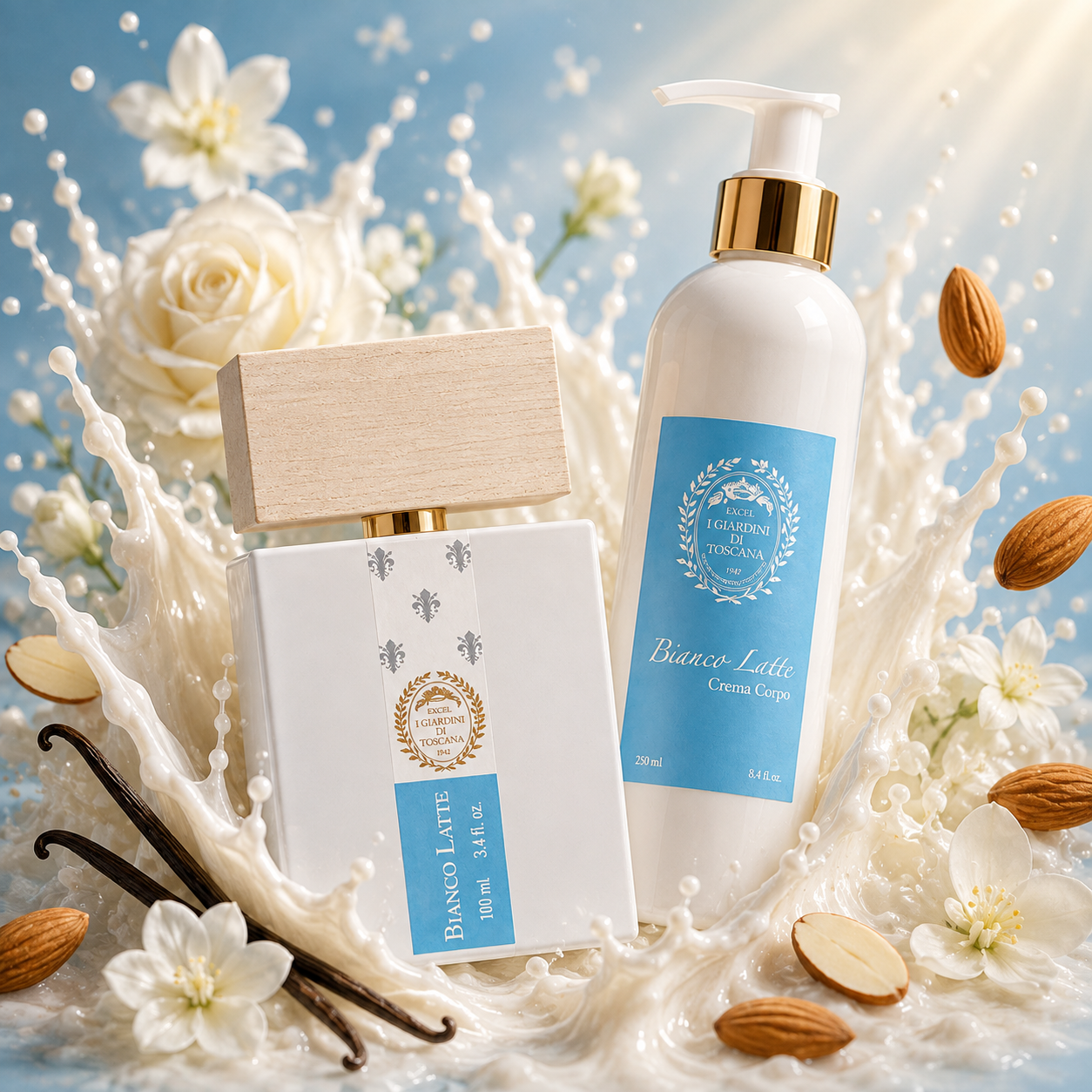 Coffret Bianco Latte by Giardini di Toscana – rituel de layering avec caramel, miel et vanille