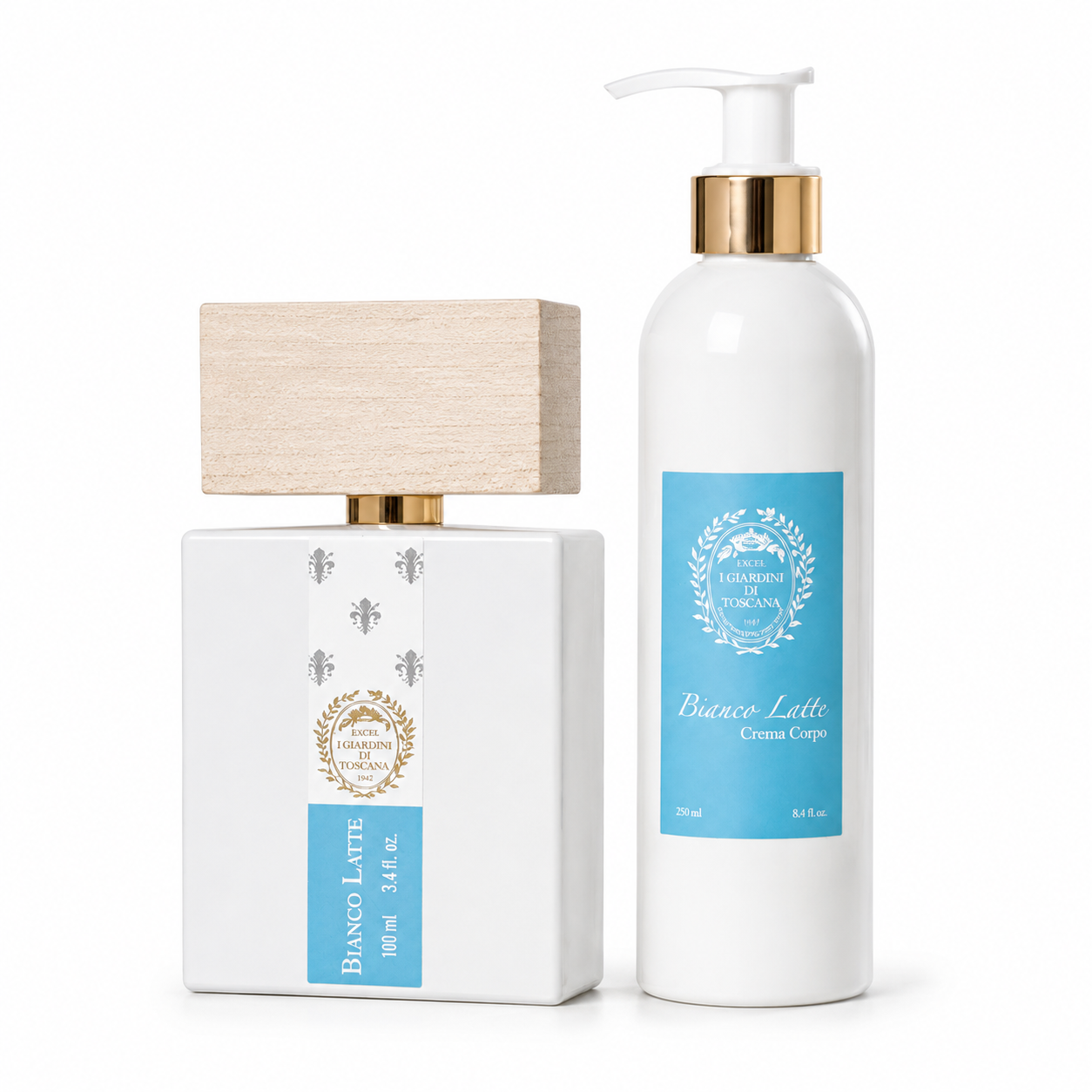 Coffret Bianco Latte by Giardini di Toscana – eau de parfum gourmande lactée et crème corps 100ml + 250ml