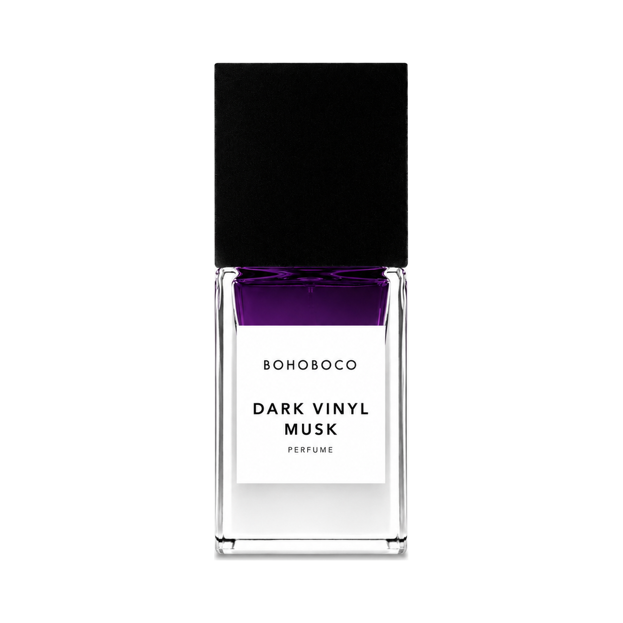 Dark Vinyl Musk de Bohoboco, eau de parfum 50 ml, flacon de face sur fond blanc.
