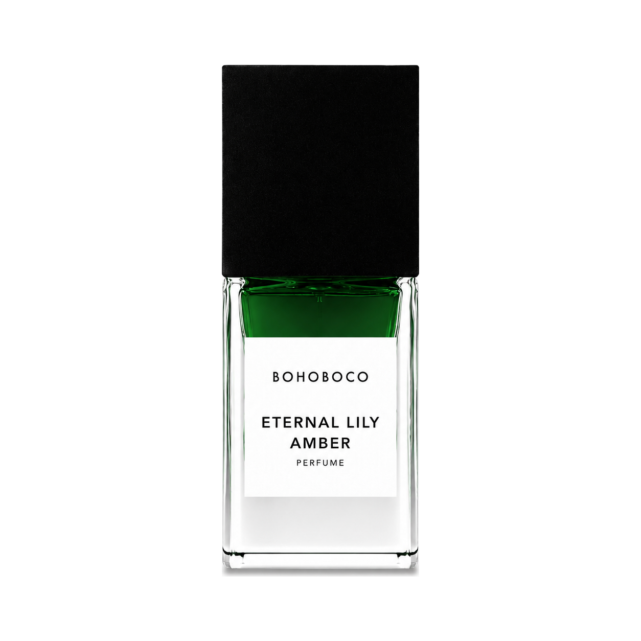 Eternal Lily Amber de Bohoboco, eau de parfum 50 ml, flacon de face sur fond blanc.