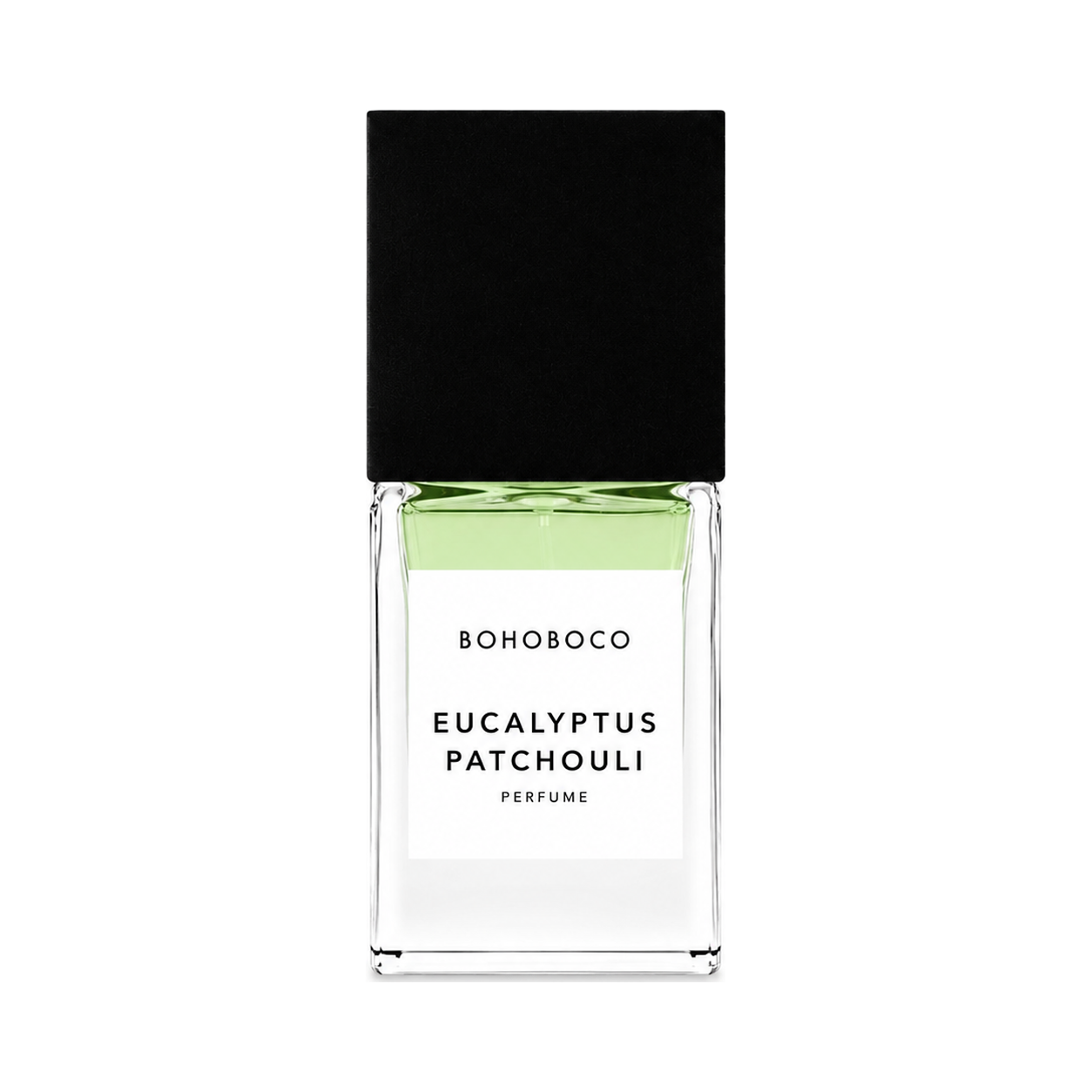 Eucalyptus Patchouli de Bohoboco, eau de parfum 50 ml, flacon de face sur fond blanc.