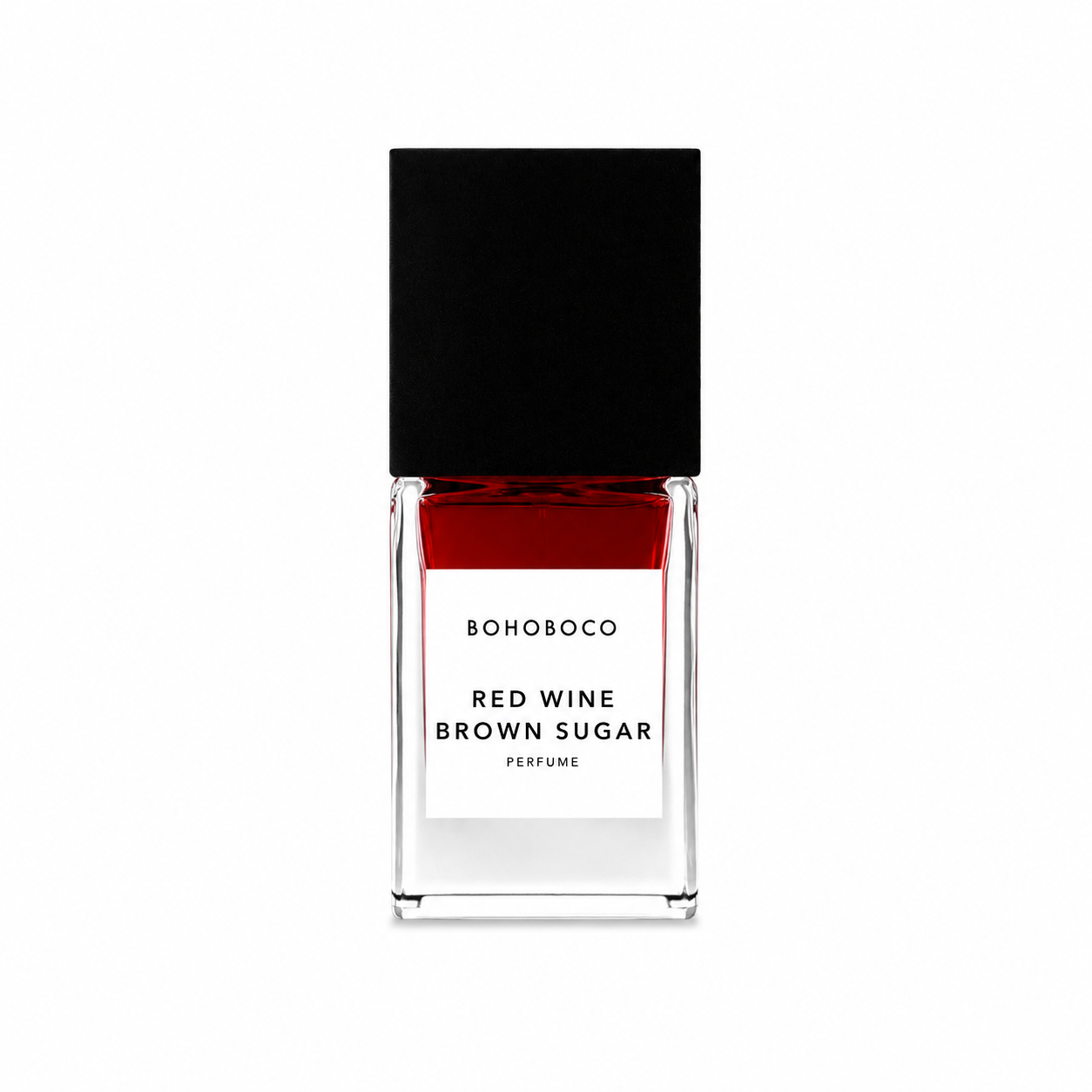 Red Wine Brown Sugar de Bohoboco, eau de parfum 50 ml, flacon de face sur fond blanc.