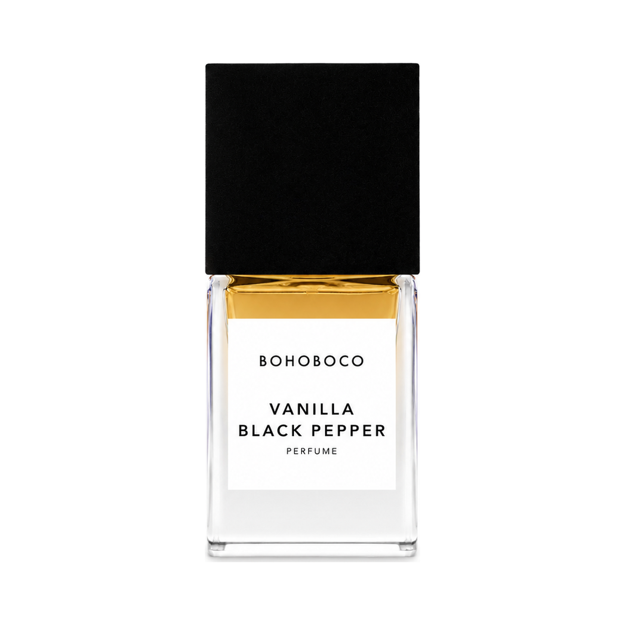 Vanilla Black Pepper de Bohoboco, eau de parfum 50 ml, flacon de face sur fond blanc.