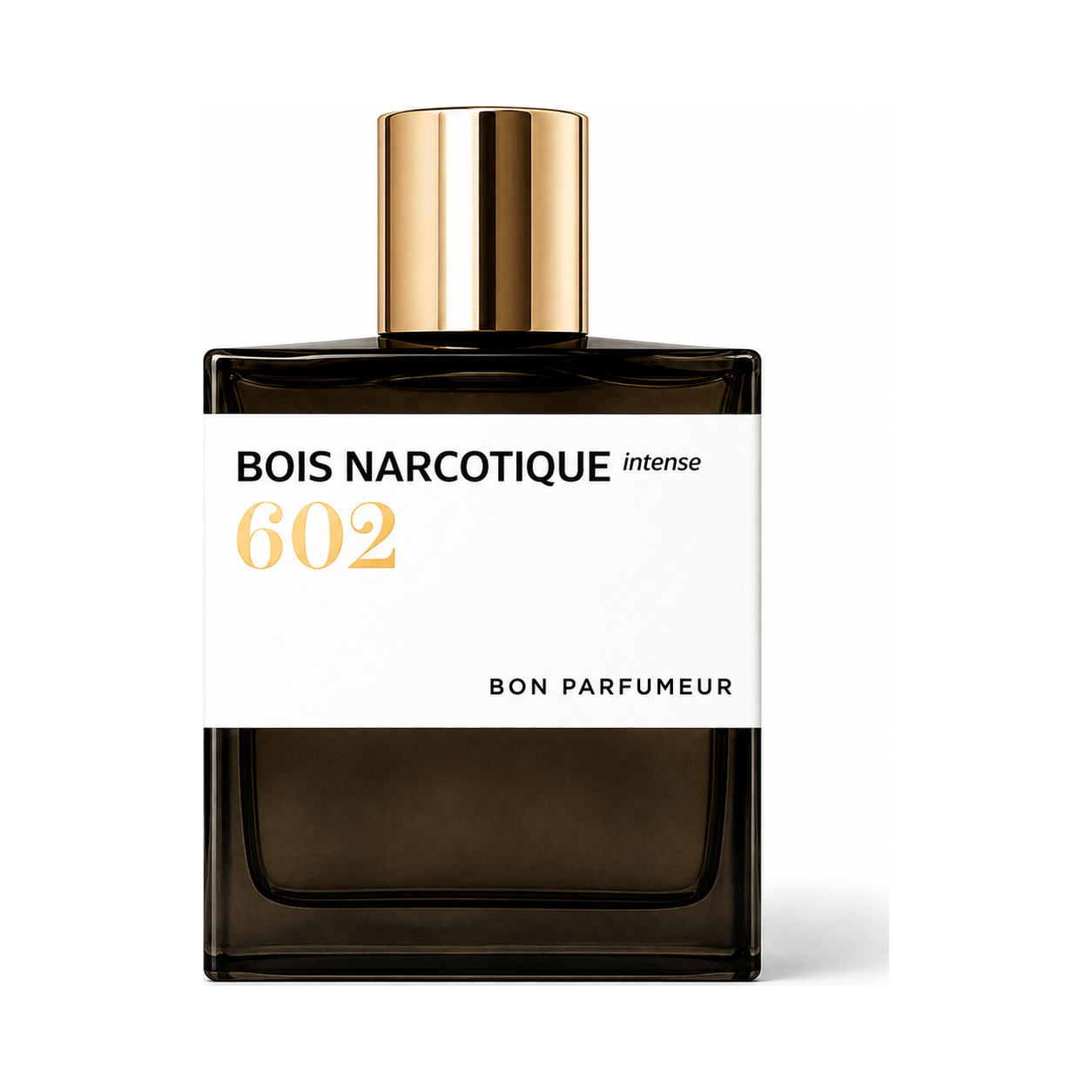 602 Bois Narcotique Intense de Bon Parfumeur, extrait de parfum 100 ml, flacon de face sur fond blanc.