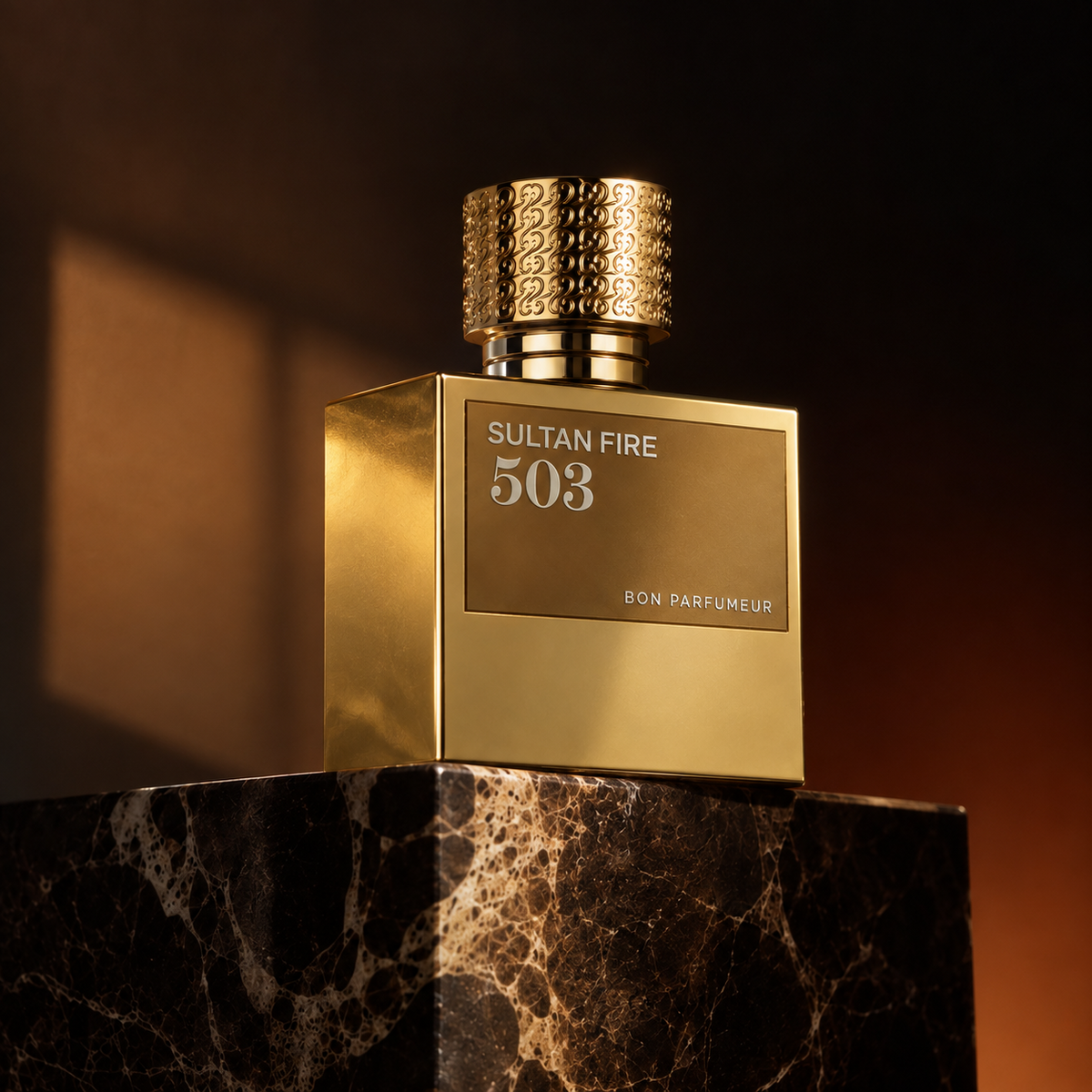 Élixir de parfum 503 Sultan Fire de Bon Parfumeur, mise en scène gourmande épicée