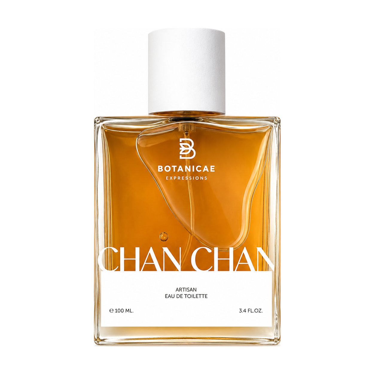 Chan Chan de Botanicae, eau de toilette intense 100 ml, flacon de face sur fond blanc.