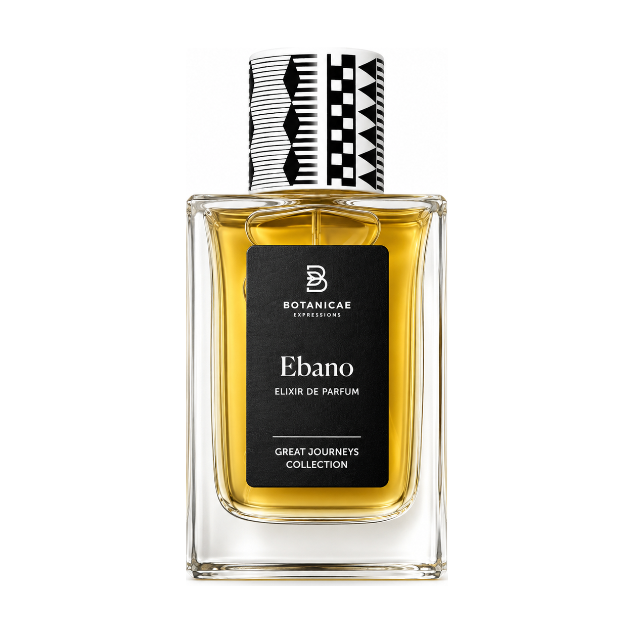 Ebano de Botanicae, élixir de parfum 75 ml, flacon de face sur fond blanc.