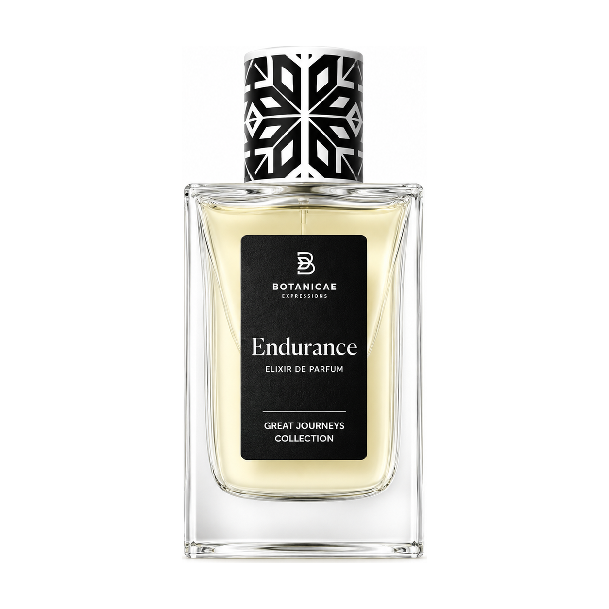 Endurance de Botanicae, élixir de parfum 75 ml, flacon de face sur fond blanc.