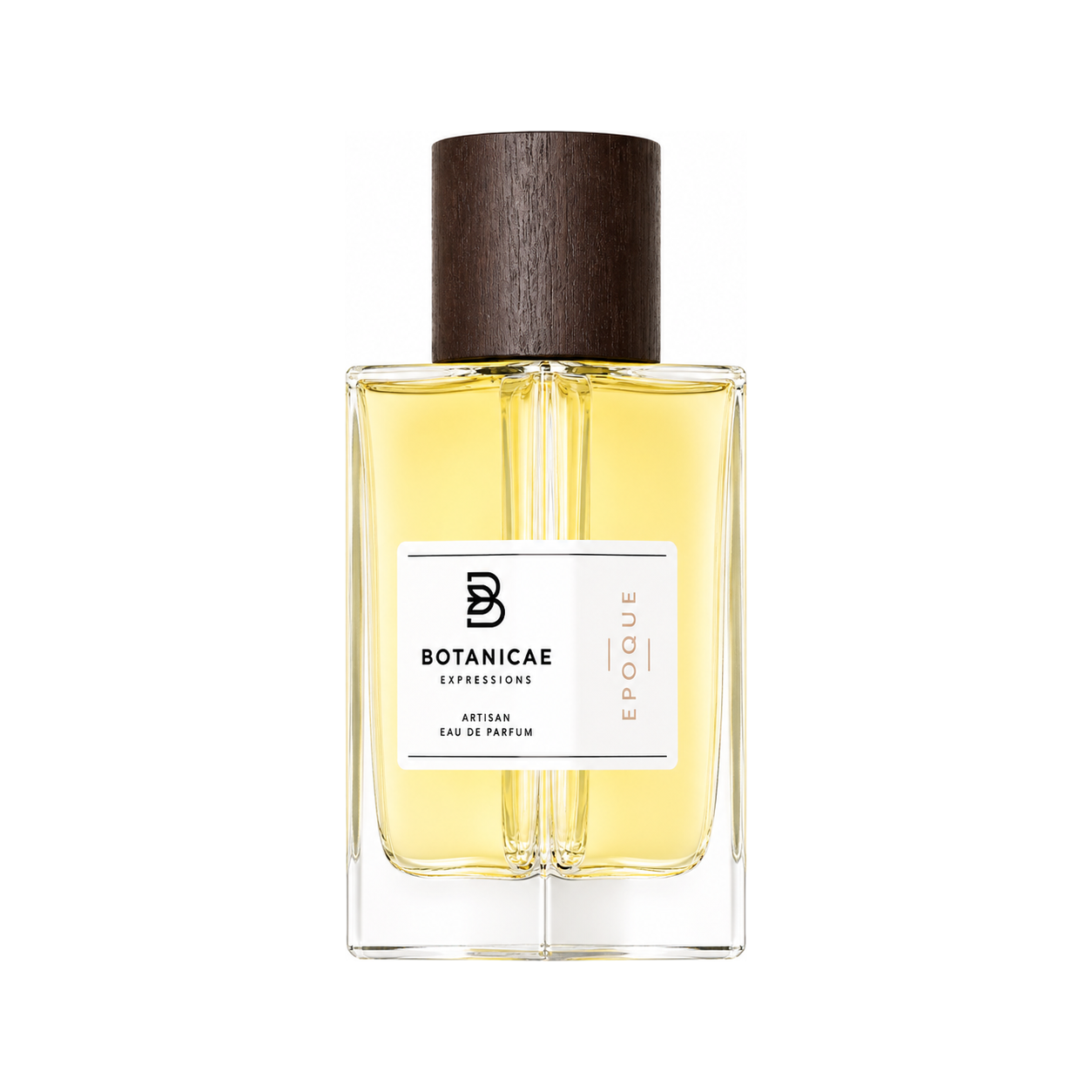 Epoque de Botanicae, eau de parfum 100 ml, flacon de face sur fond blanc.