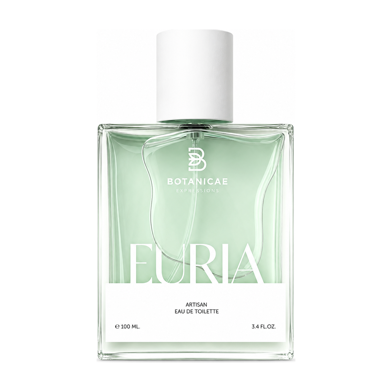 Euria de Botanicae, eau de toilette intense 100 ml, flacon de face sur fond blanc.