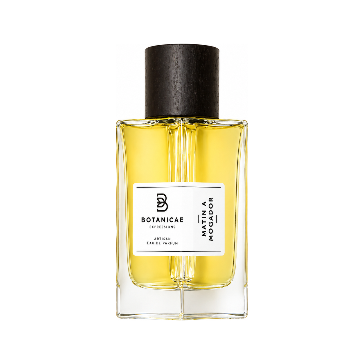 Matin à Mogador de Botanicae, eau de parfum 100 ml, flacon de face sur fond blanc.