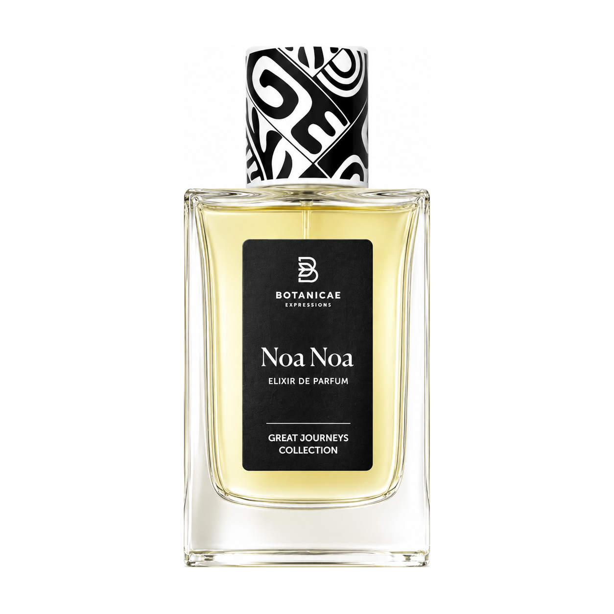 Noa Noa de Botanicae, élixir de parfum 75 ml, flacon de face sur fond blanc.