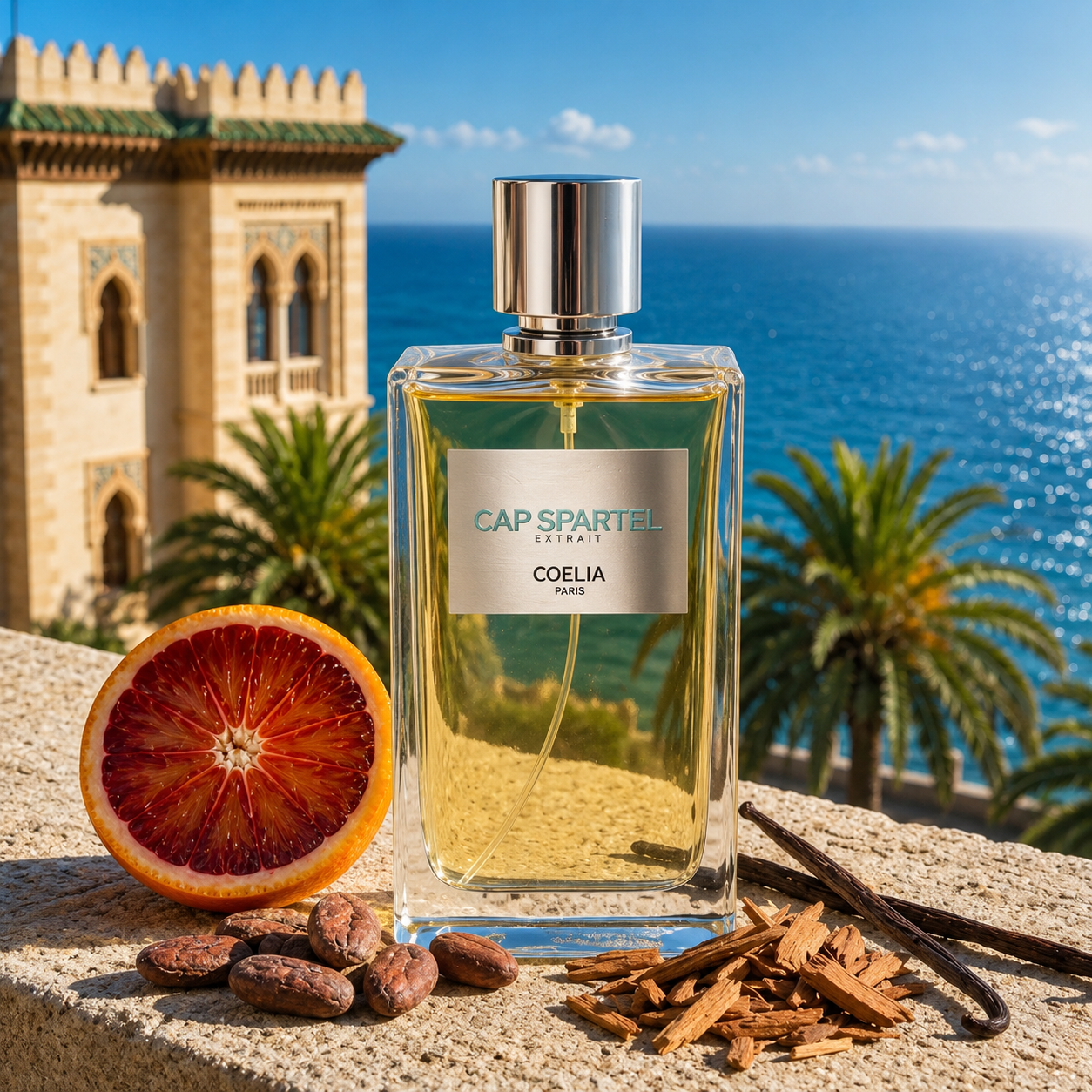 Cap Spartel Coelia Extrait avec orange sanguine, vanille et bois face à la mer