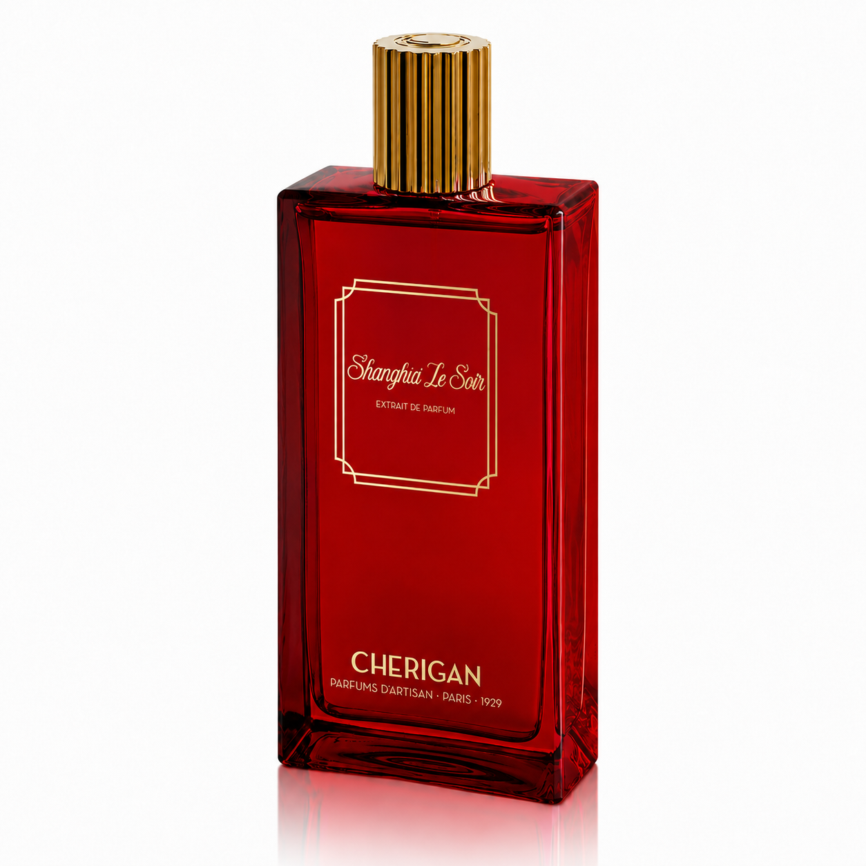 Shanghai Le Soir Cherigan Extrait de Parfum flacon rouge 100 ml fond blanc