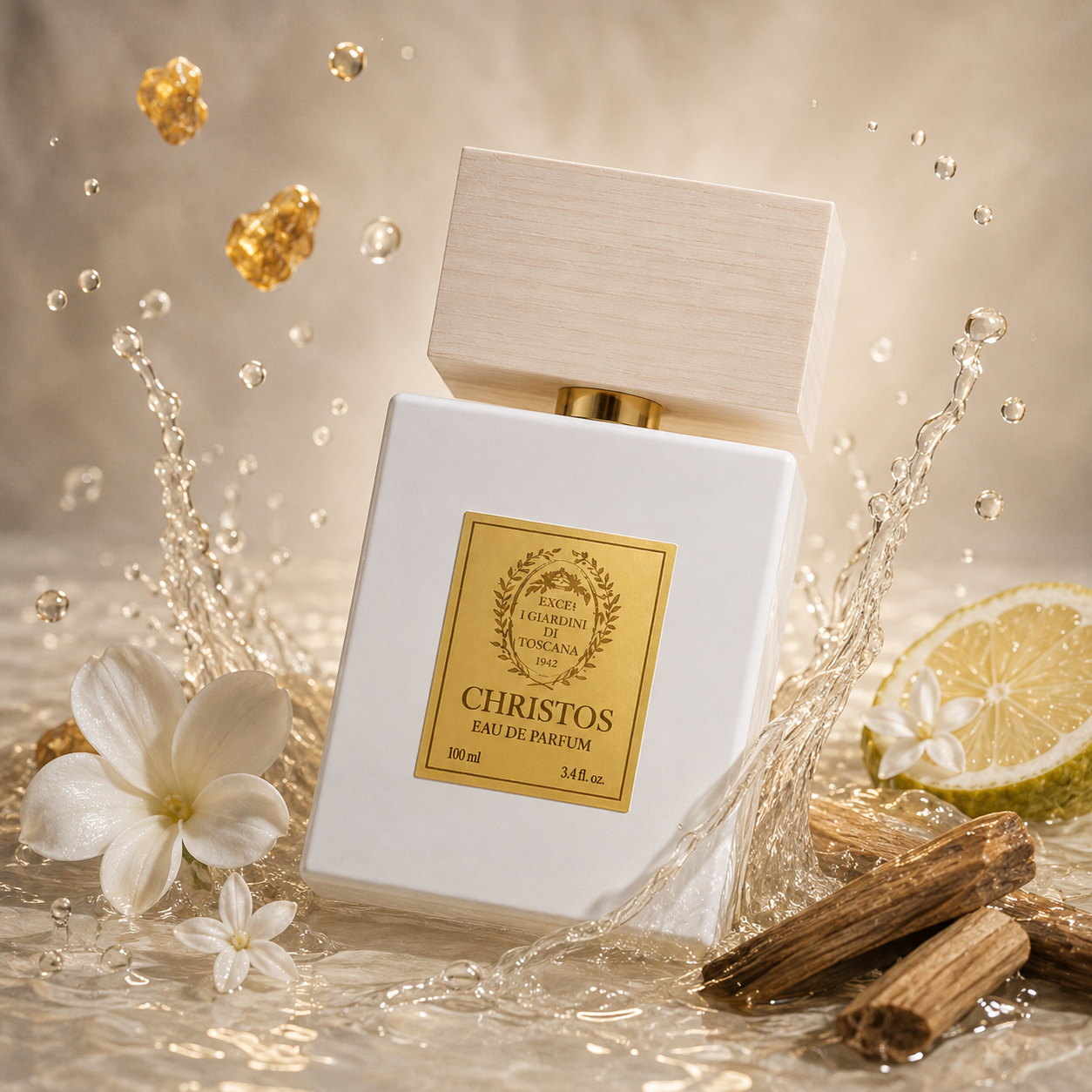 Parfum Christos Giardini di Toscana dans un univers frais boisé et lumineux
