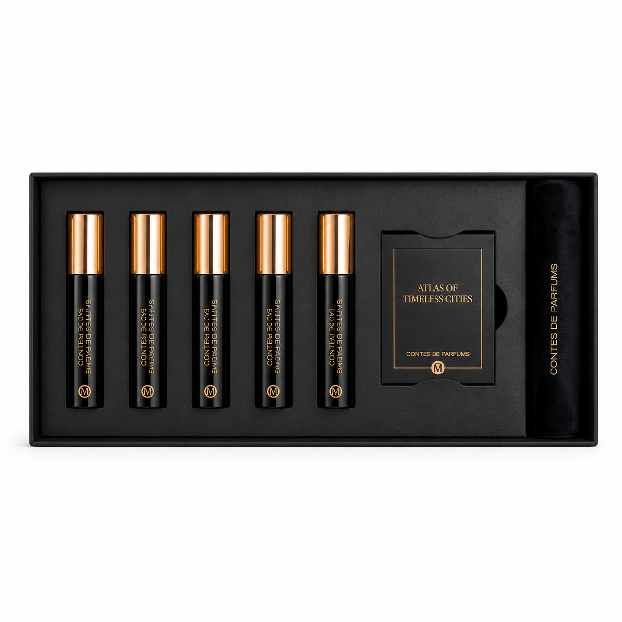 Coffret découverte Contes de Parfums 5 x 10ml extrait de parfum vue de dessus