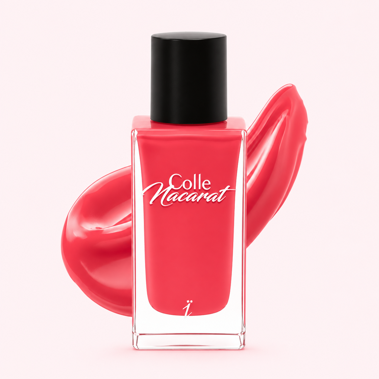 YZKINE Colle Nacarat Eau de Parfum 50 ml dans une composition artistique rose nacarat avec forme abstraite brillante et fluide