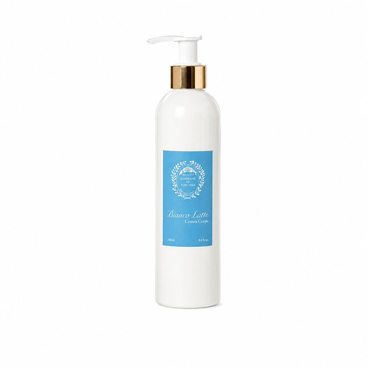Crème corps Bianco Latte Giardini di Toscana 250 ml sur fond blanc