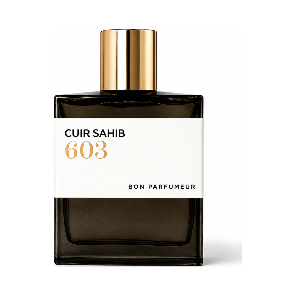 603 Cuir Sahib de Bon Parfumeur, extrait de parfum 100 ml, flacon de face sur fond blanc.