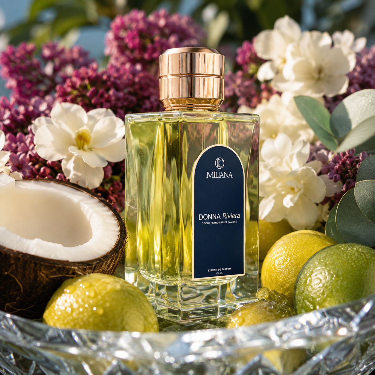 Donna Riviera Miliana avec noix de coco, fleurs blanches et agrumes