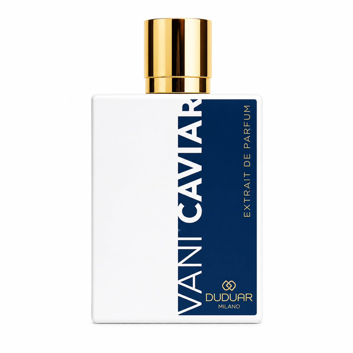 Duduar Milano Vani' Caviar, extrait de parfum 50 ml, flacon blanc et bleu