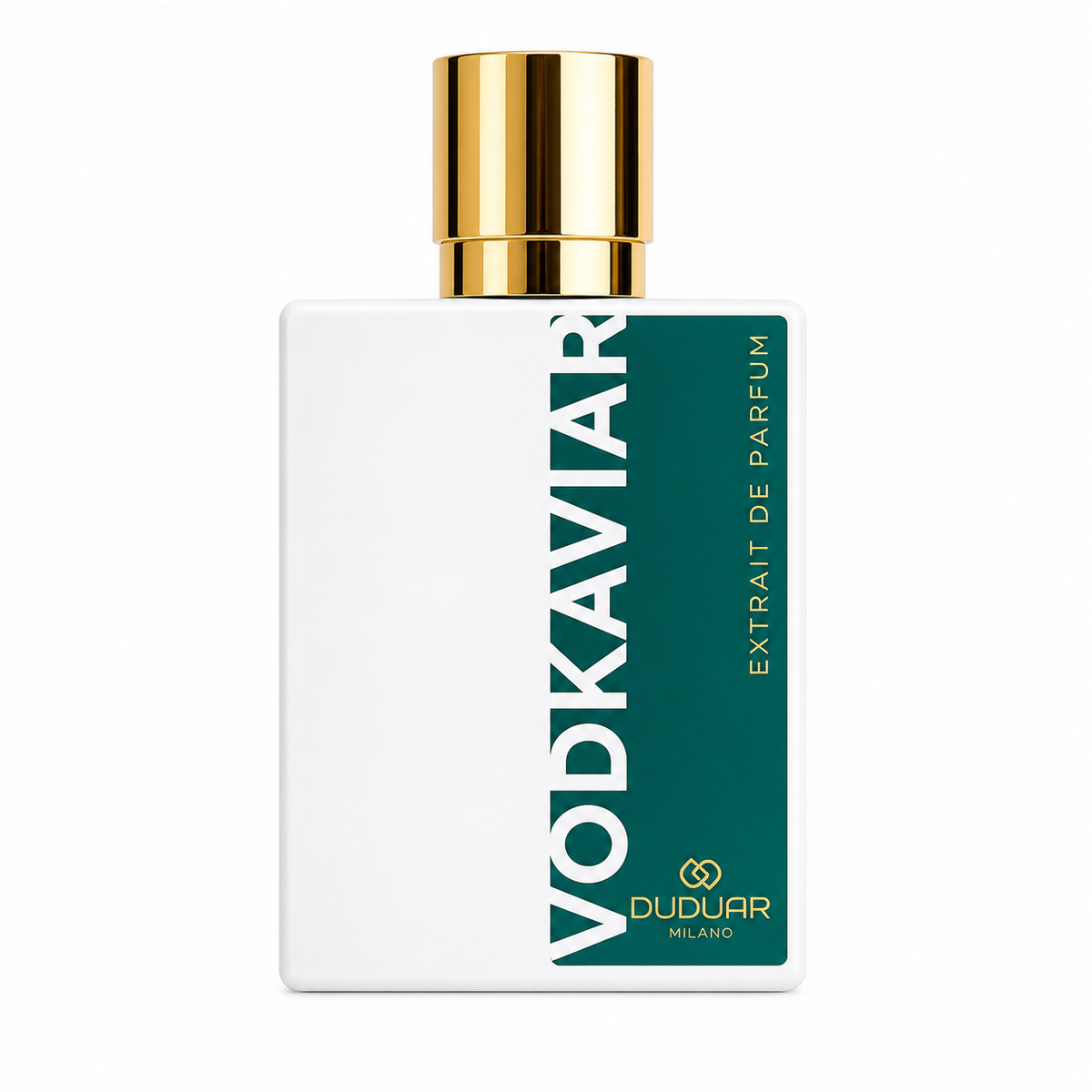 Duduar Milano Vodkaviar, extrait de parfum 50 ml, flacon blanc et vert