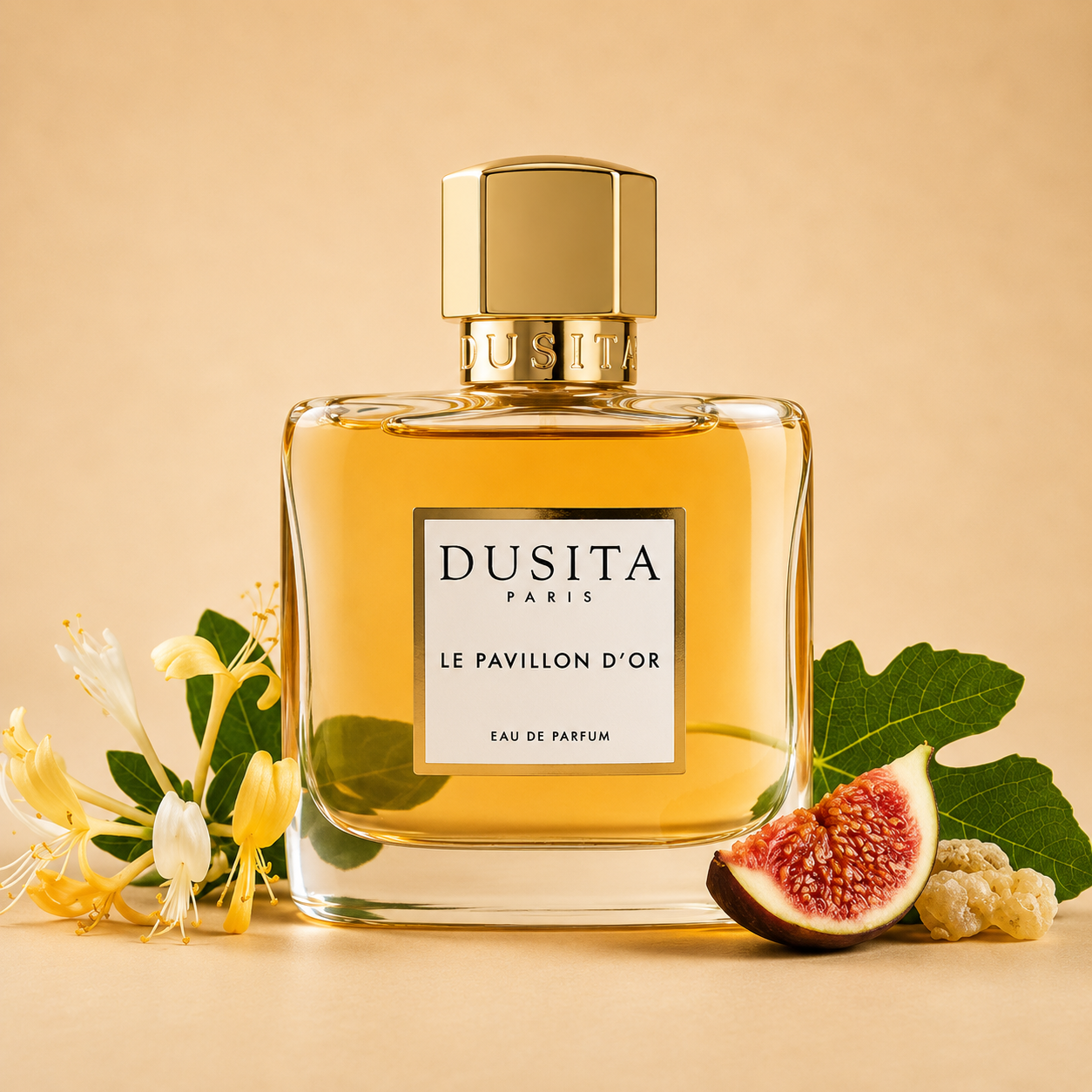 Dusita Paris Le Pavillon d'Or entouré de chèvrefeuille, figue et résine d'oliban