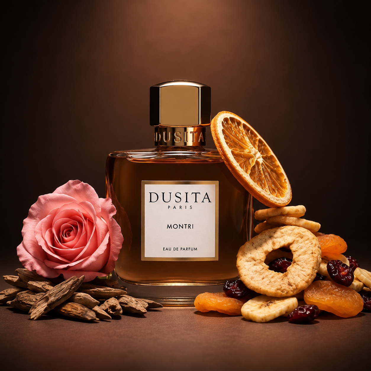 Dusita Paris Montri entouré de poivre, cardamome et bois précieux