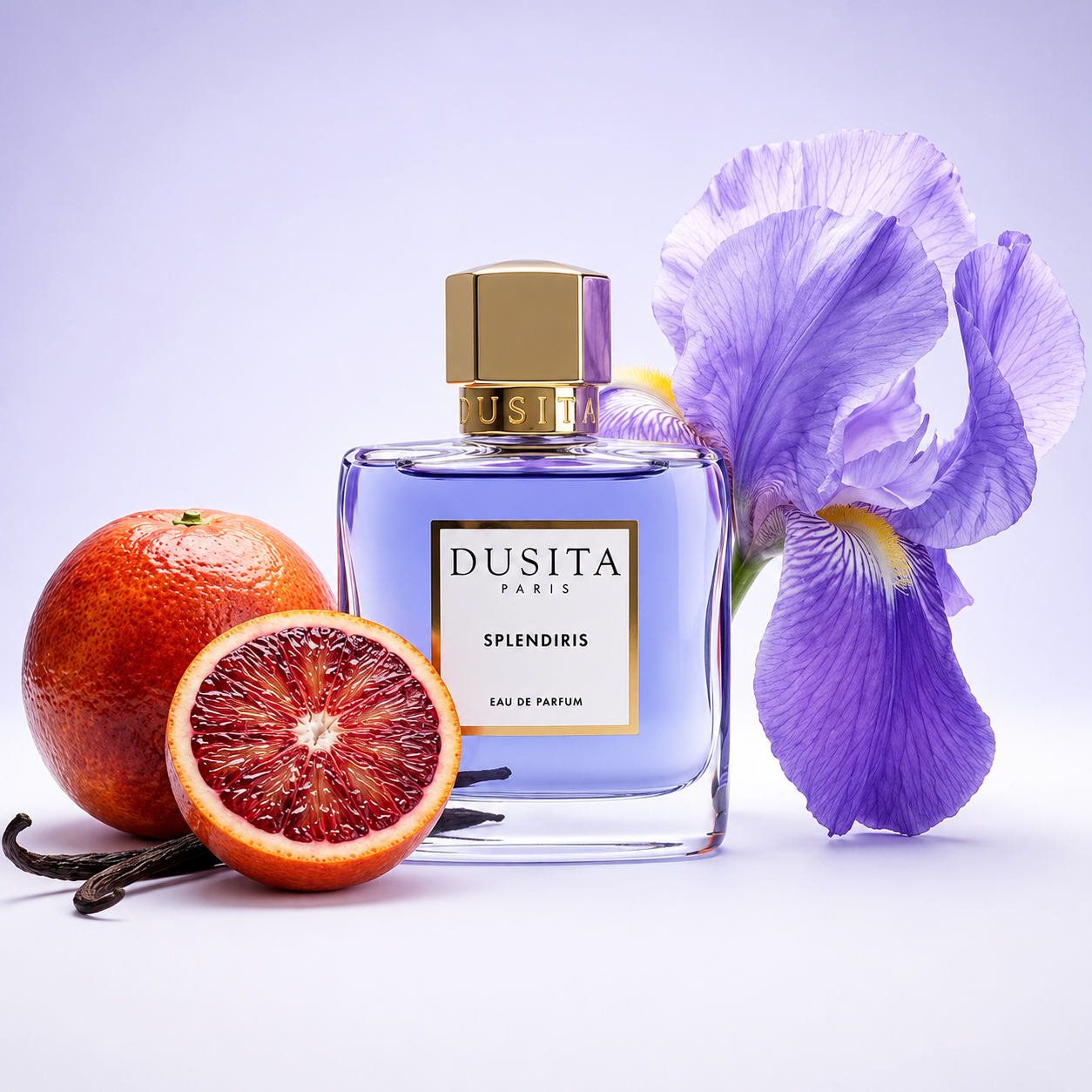 Dusita Paris Splendiris entouré d'iris, violette et poudre de riz