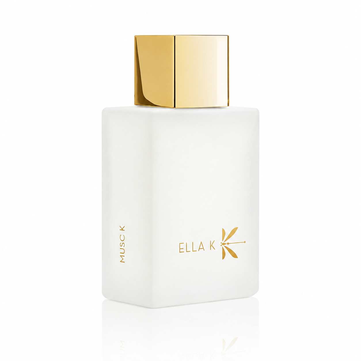 Musc K d'Ella K, eau de parfum 100 ml, flacon de trois quarts sur fond blanc.