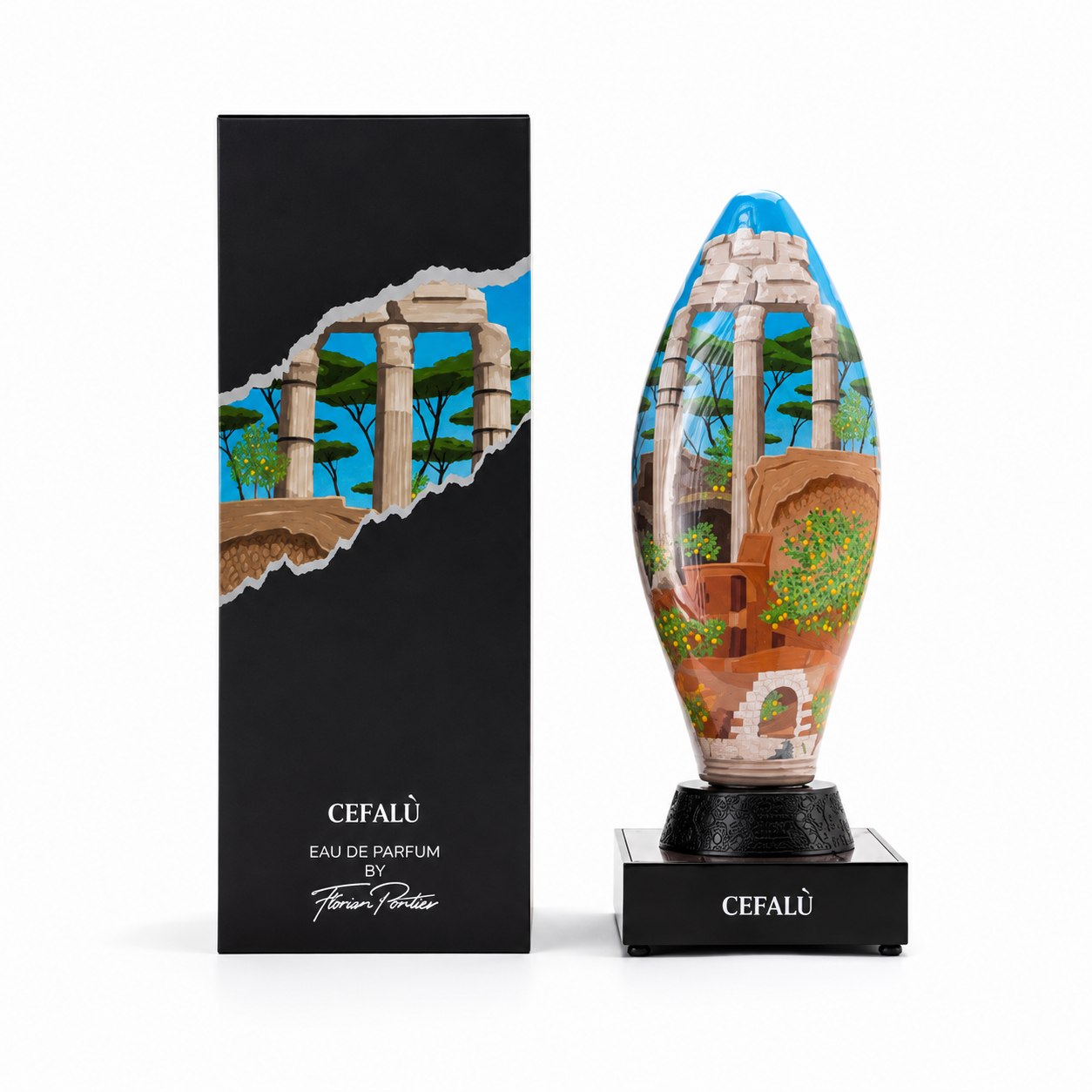 Parfum Cefalù 100 ml Florian Pontier avec boîte sur fond blanc