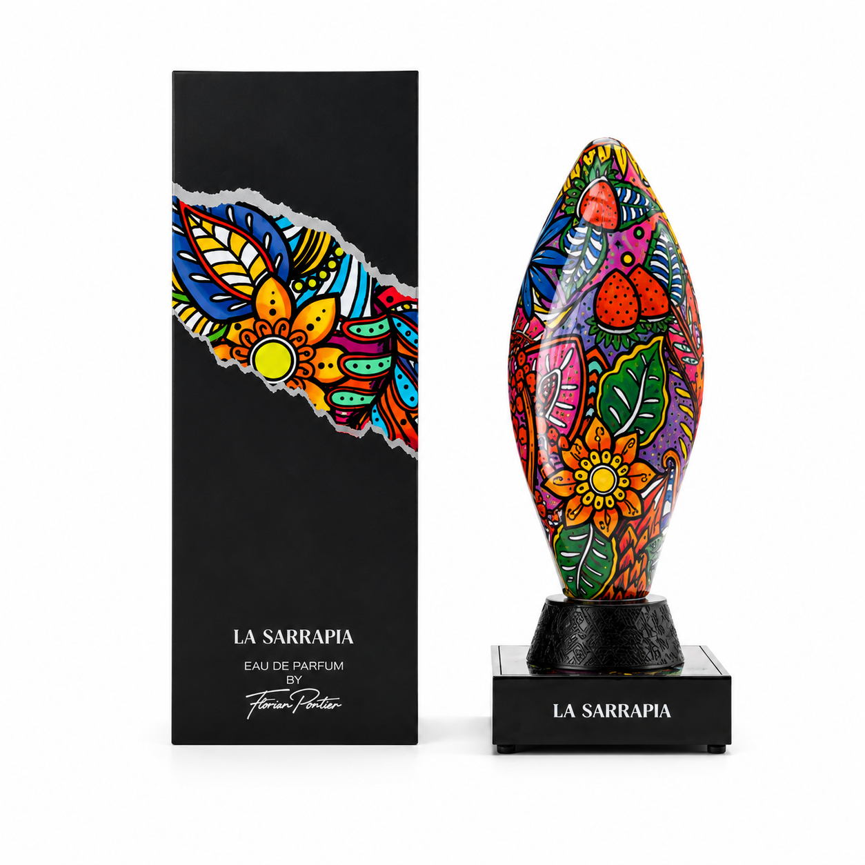 Parfum La Sarrapia 100 ml Florian Pontier avec boîte sur fond blanc