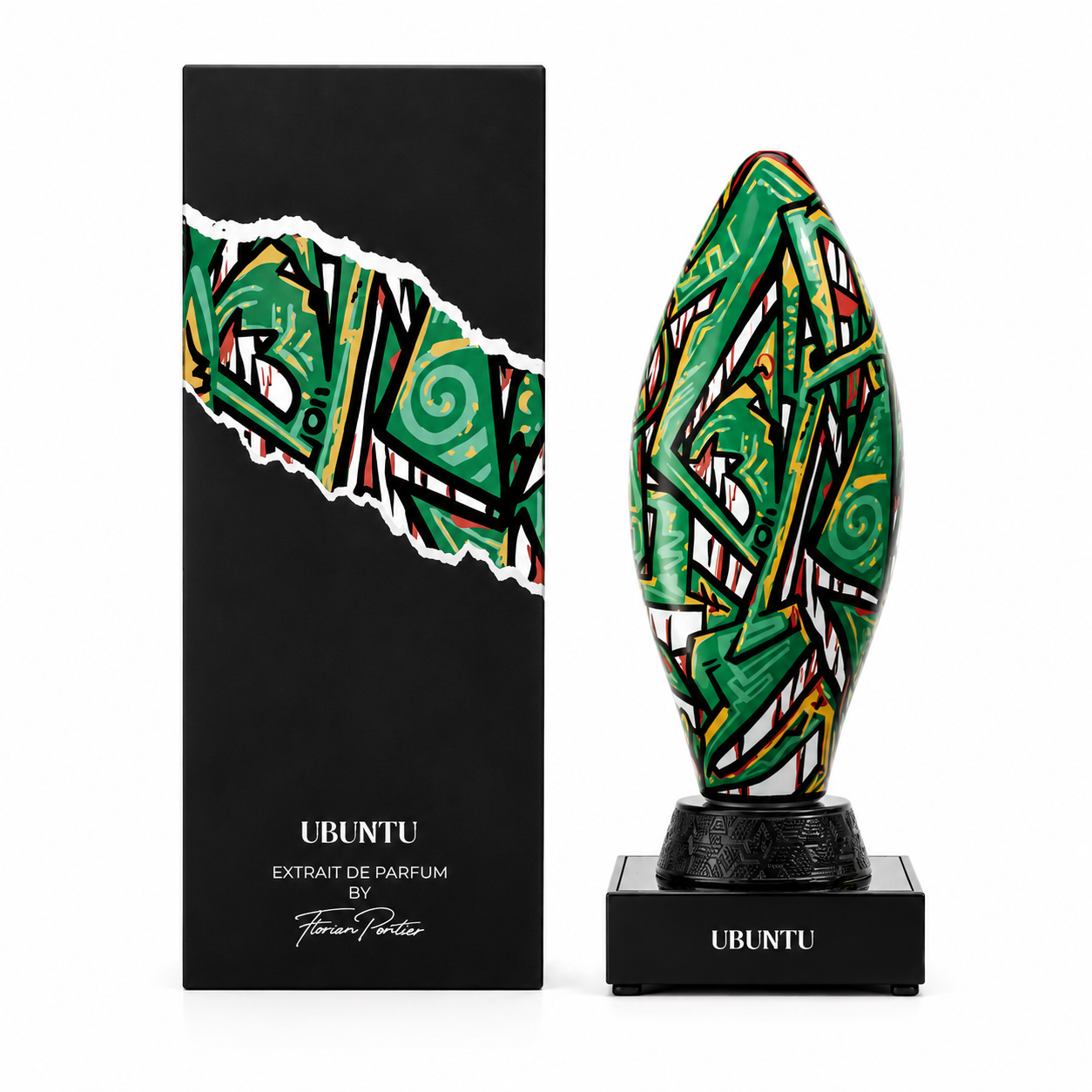 Parfum Ubuntu 100 ml Florian Pontier avec boîte sur fond blanc