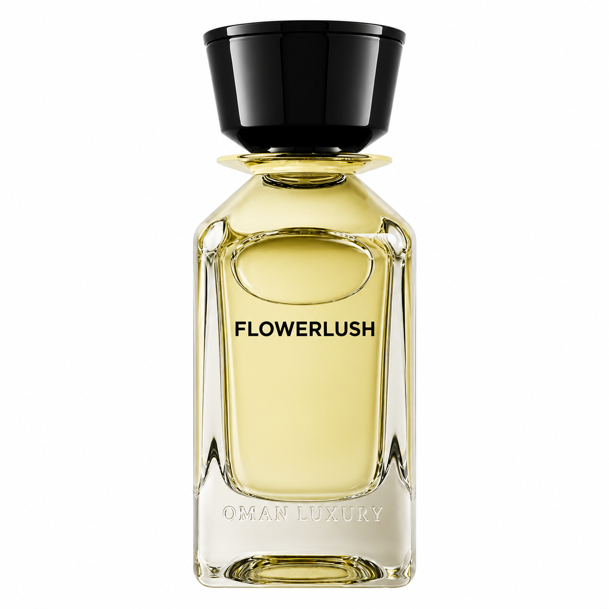 Flowerlush by Oman Luxury flacon de parfum sur fond blanc