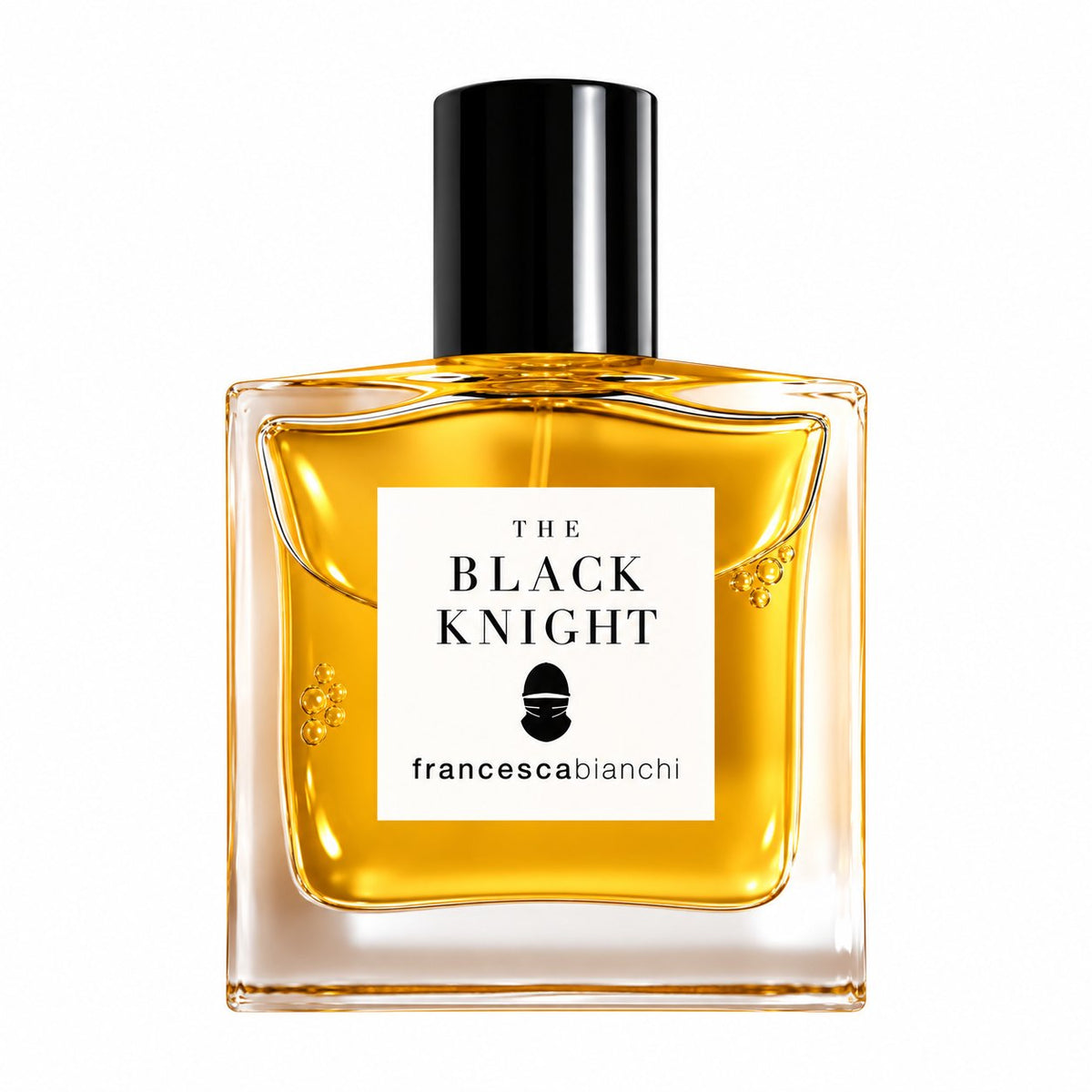 The Black Knight de Francesca Bianchi, extrait de parfum 30 ml, flacon de face sur fond blanc.