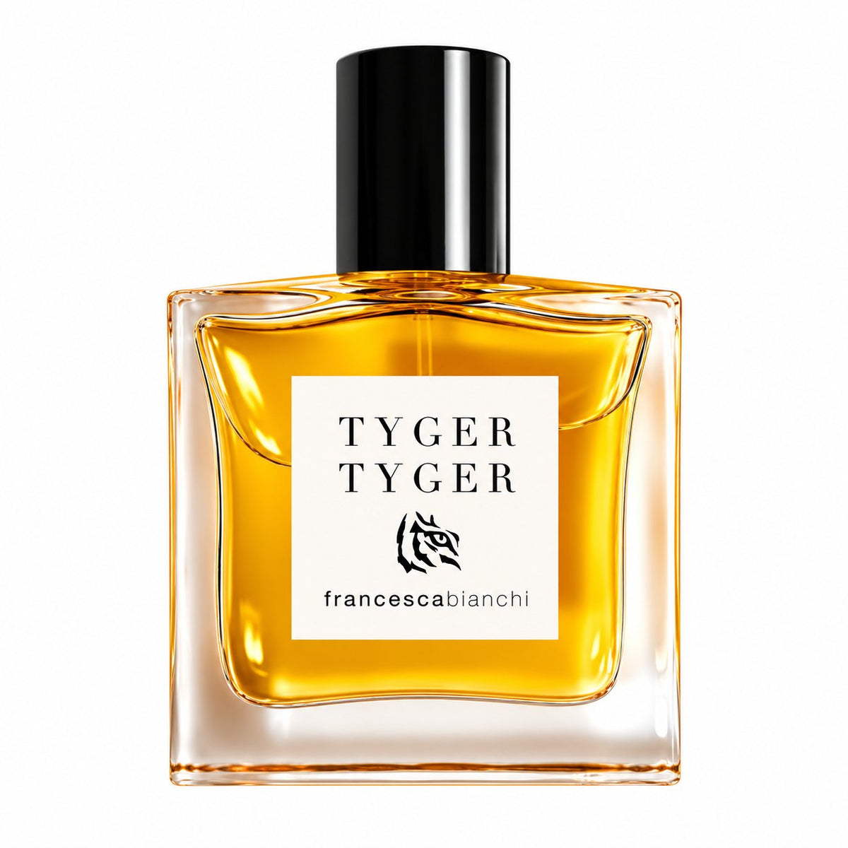 Tyger Tyger de Francesca Bianchi, extrait de parfum 30 ml, flacon de face sur fond blanc.