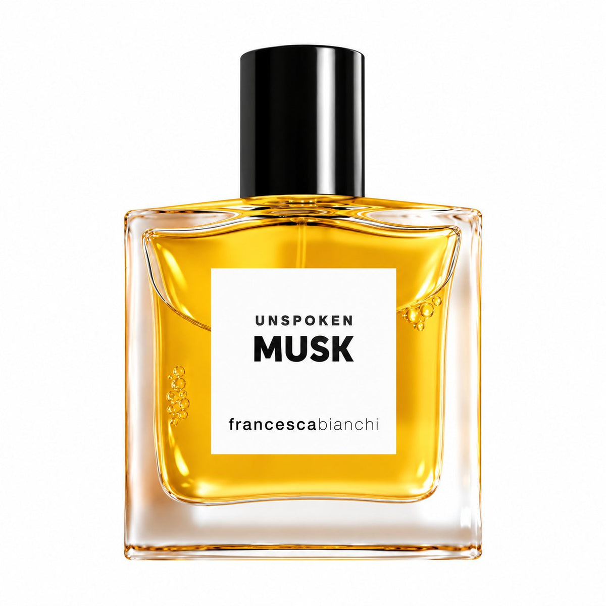 Unspoken Musk de Francesca Bianchi, extrait de parfum 30 ml, flacon de face sur fond blanc.