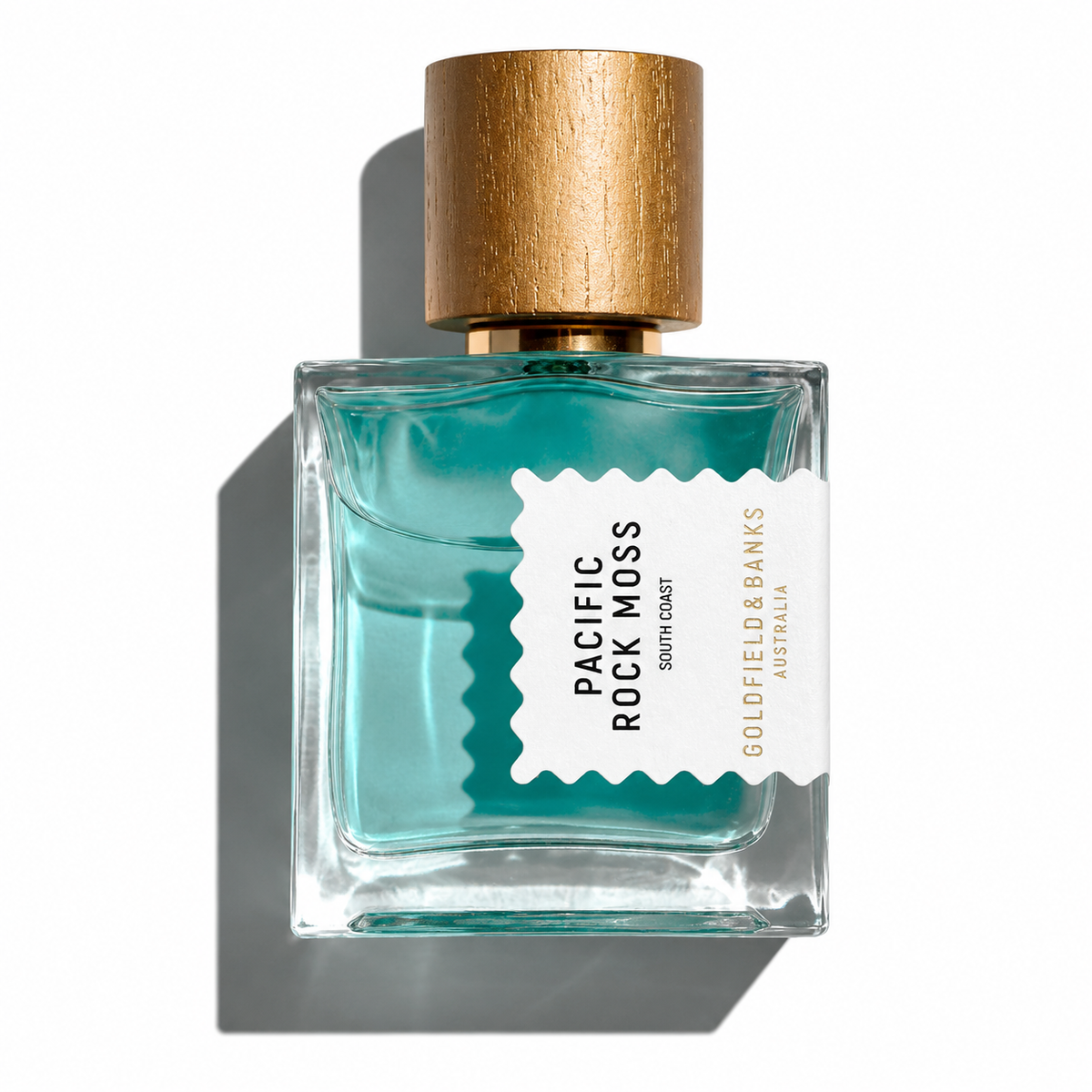 Pacific Rock Moss de Goldfield & Banks, eau de parfum 50 ml, flacon de face sur fond blanc.