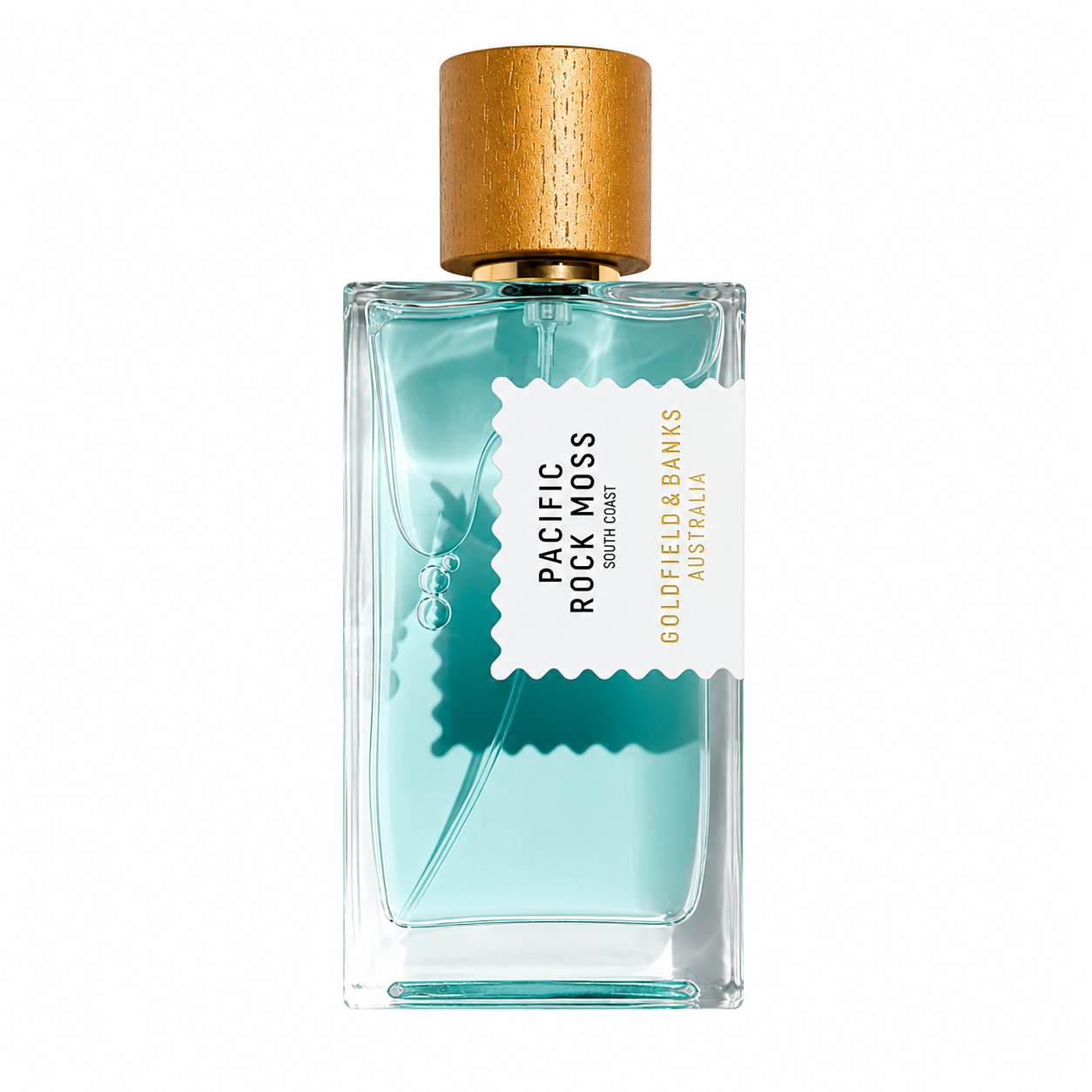 Parfum Pacific Rock Moss Goldfield & Banks Australia sur fond blanc
