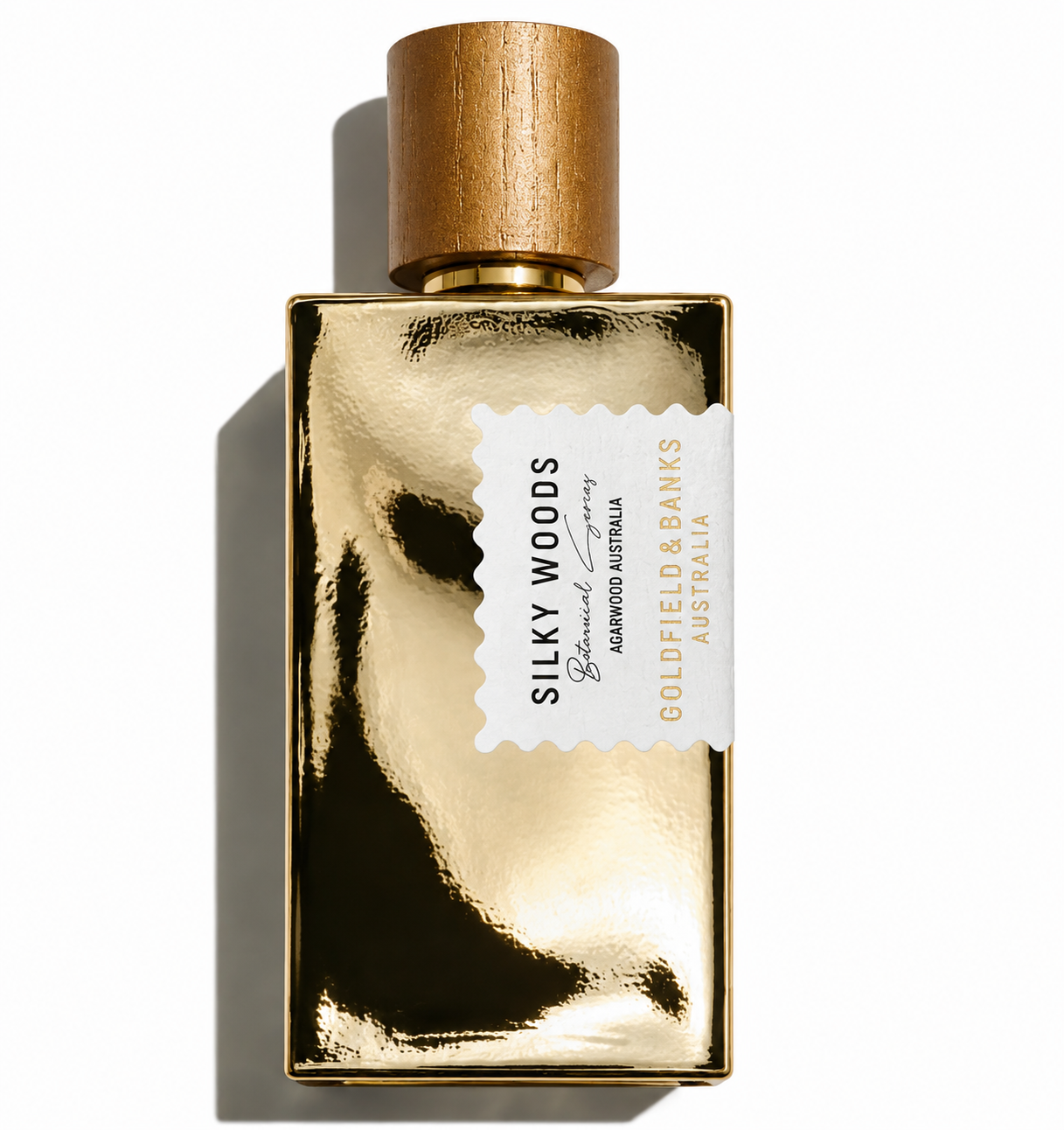Parfum Silky Woods Goldfield & Banks Australia sur fond blanc