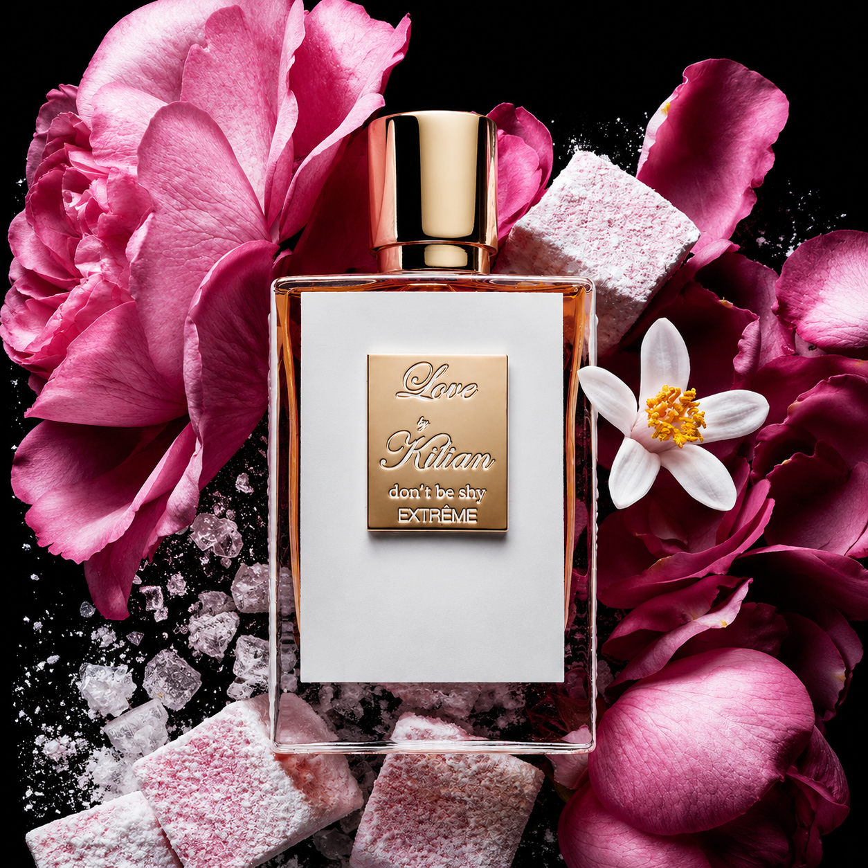 Love Don't Be Shy Extrême de Kilian, eau de parfum 50 ml, visuel artistique de la maison.