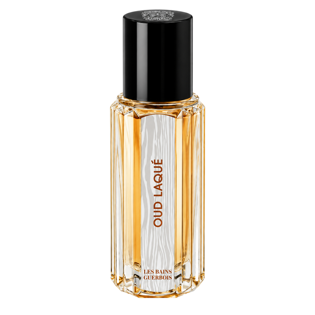 Oud Laqué de Les Bains Guerbois, eau de parfum 30 ml, flacon de face sur fond blanc.